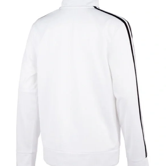 Boys Adidas White & Black Stripe-Accent Logo Zip-Up Track Jacket, Sz. XL 18/20 - Picture 6 of 8